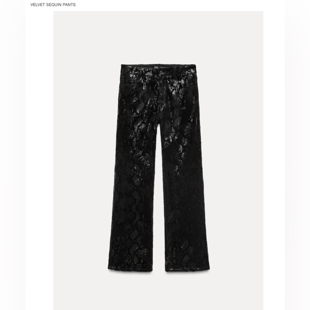 Zara Sequin Elegant Black Velvet Trousers NWT Size 28 US 6❣️ - Picture 6 of 8